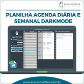 Planilha de Agenda Pessoal Diária e Semanal com Lista de Tarefas em Excel Darkmode